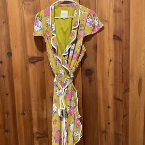 2X ModCloth Daytime Dapper Dandelion Wrap Dress Ruffles 60s Mod Retro Womens
